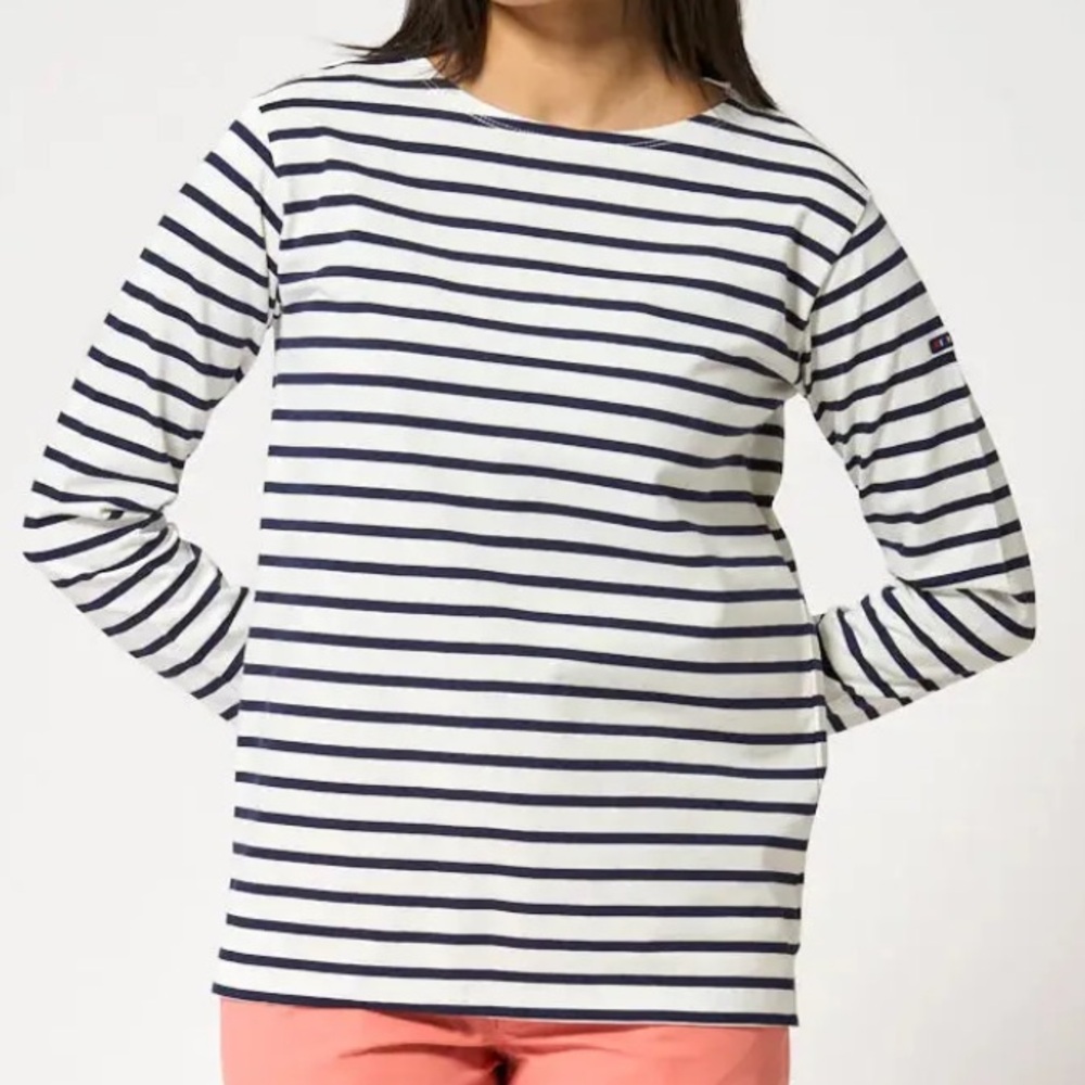 Batela Spain Women’s Navy & White Nautical Striped Long Sleeve Tee Shirt 42 M 10 - Picture 4 of 15